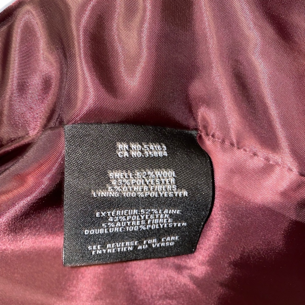Cole Haan NWTO Wool blend Eggplant coat with Oversized hood & elegant belt. - Picture 12 of 16